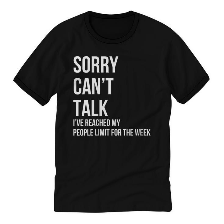 Introvert Can't Talk Reached People Limit For The Week Unisex Cotton Ringer T-Shirt