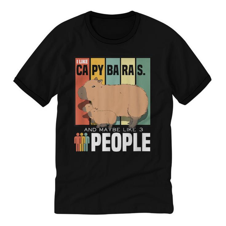 Introvert Capybara Rodent Animal Lover Antisocial Retro Unisex Cotton Ringer T-Shirt