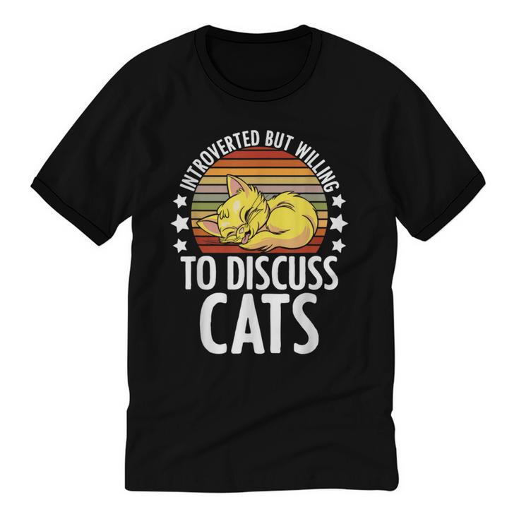 Introvert Cat Kitten Quote For Feline Whisperer Unisex Cotton Ringer T-Shirt