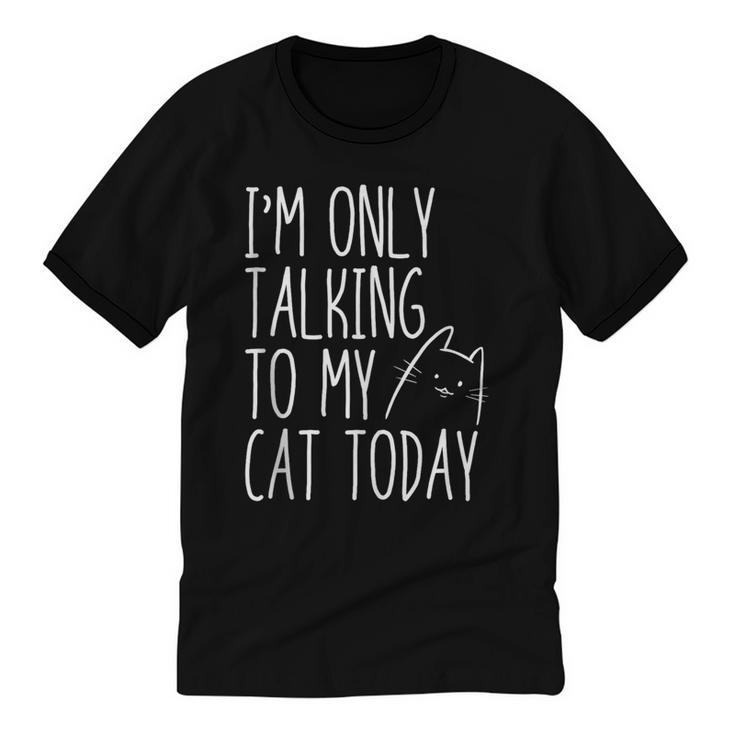 Introvert Cat Lover Kitten Kitty Cat Mom Cat Dad Pet Lover Unisex Cotton Ringer T-Shirt