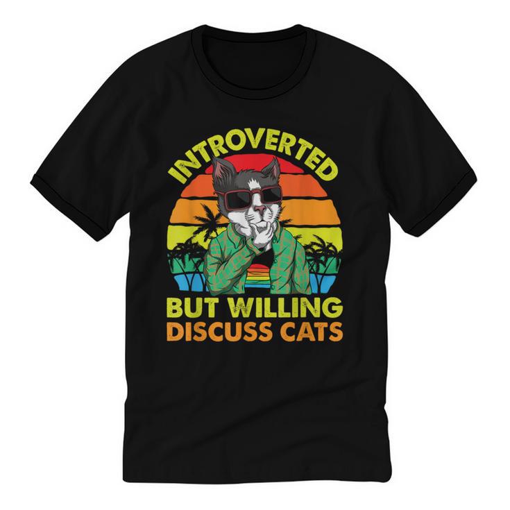 Introvert Cats Sarcasm Cat Lover Introverts Unisex Cotton Ringer T-Shirt