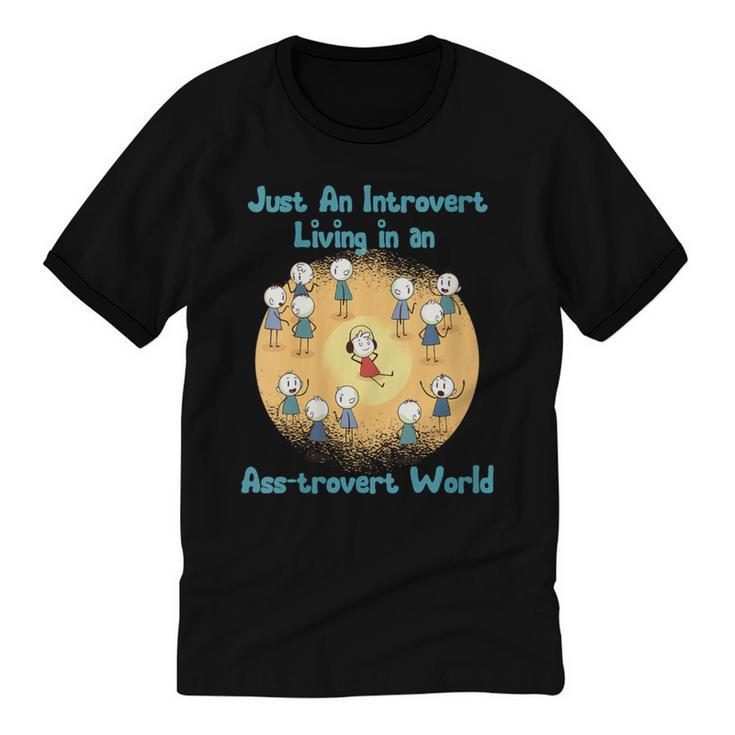 Introvert Extrovert Cartoon In Asstrovert World Unisex Cotton Ringer T-Shirt