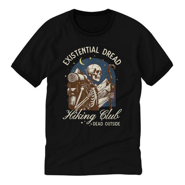 Introvert Hiking Club Antisocial Overthinking Anxiety Unisex Cotton Ringer T-Shirt