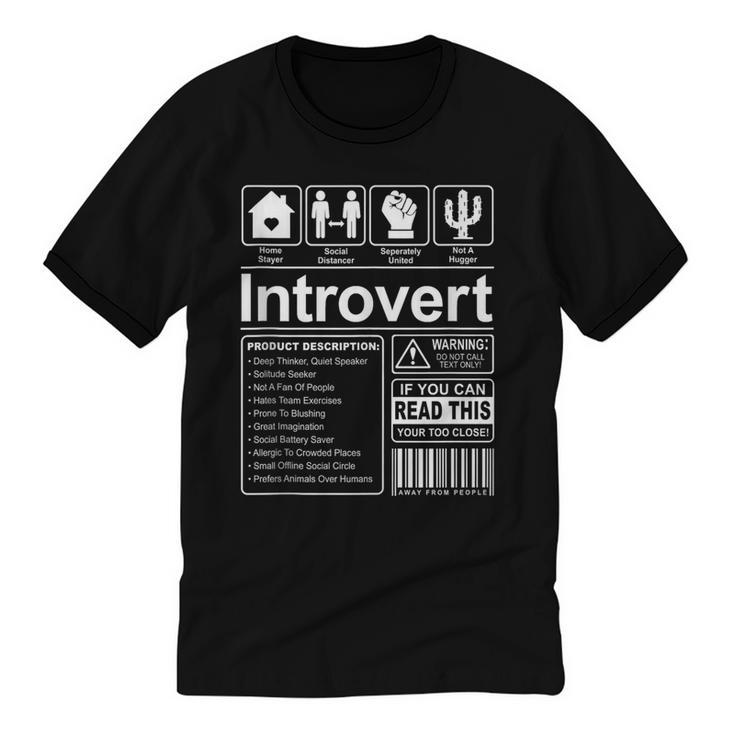 Introvert Label Antisocial Loner Socially Awkward Unisex Cotton Ringer T-Shirt