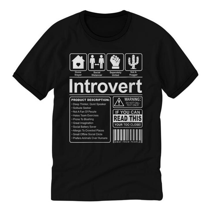 Introvert Label Antisocial Loner Socially Awkward Unisex Cotton Ringer T-Shirt
