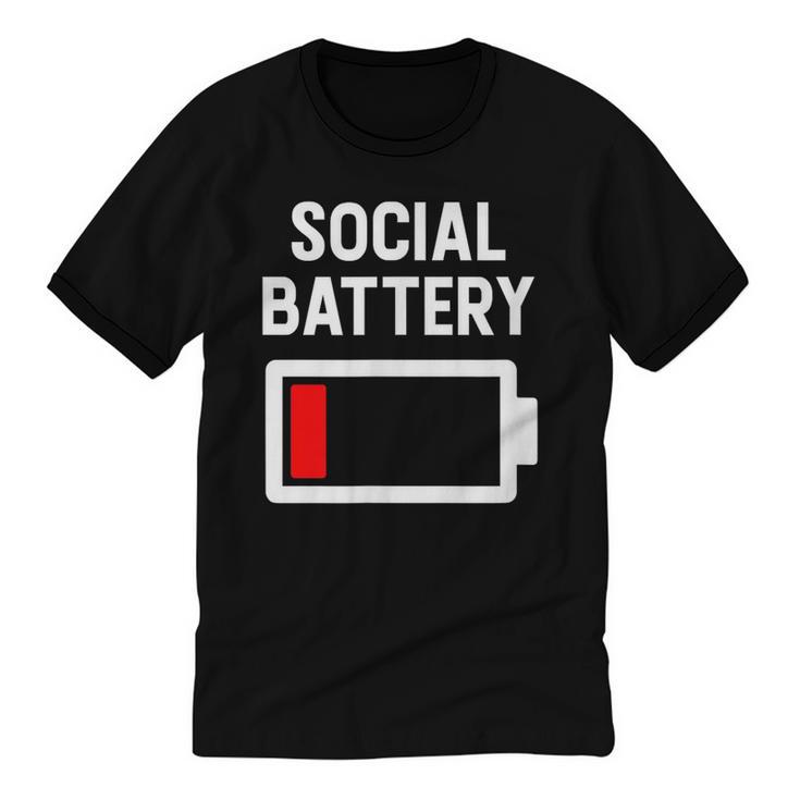 Introvert Low Social Battery Level Anti Social People Unisex Cotton Ringer T-Shirt