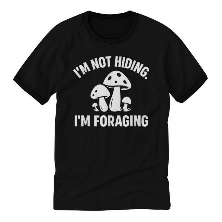 Introvert Mushroom Forager Humor Unisex Cotton Ringer T-Shirt