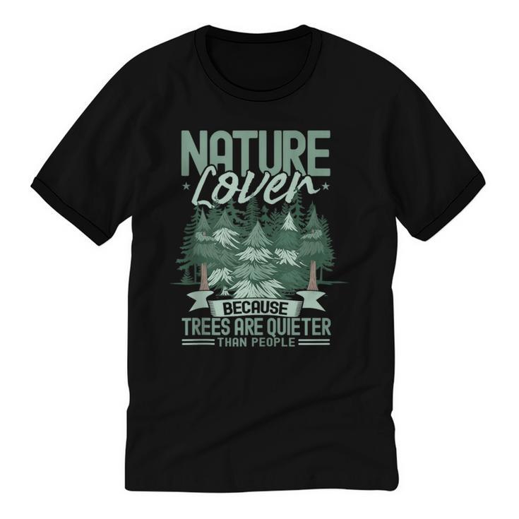 Introvert Nature Lover Introverted Forest Lover & Tree Unisex Cotton Ringer T-Shirt