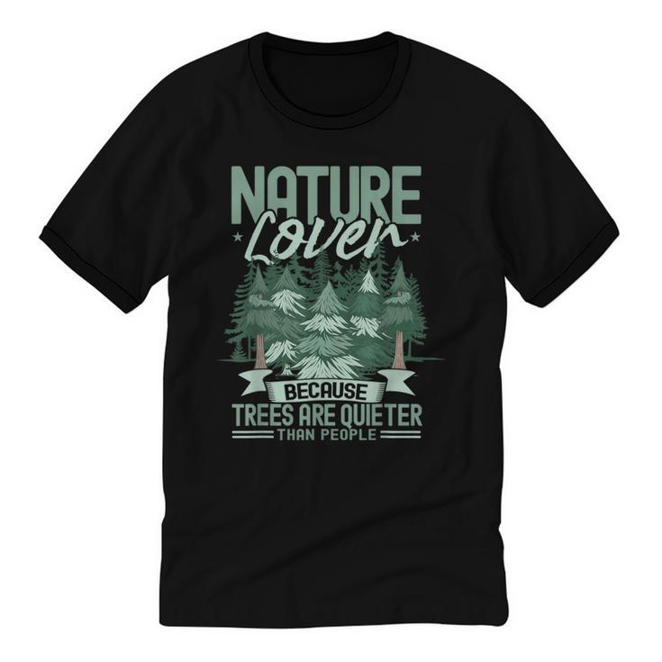 Introvert Nature Lover Introverted Forest Lover & Tree Unisex Cotton Ringer T-Shirt