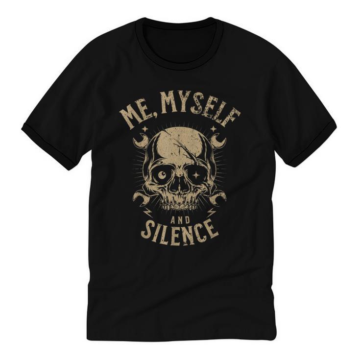 Introvert Relaxation Me Myself And Silence Skull Mechanic Unisex Cotton Ringer T-Shirt