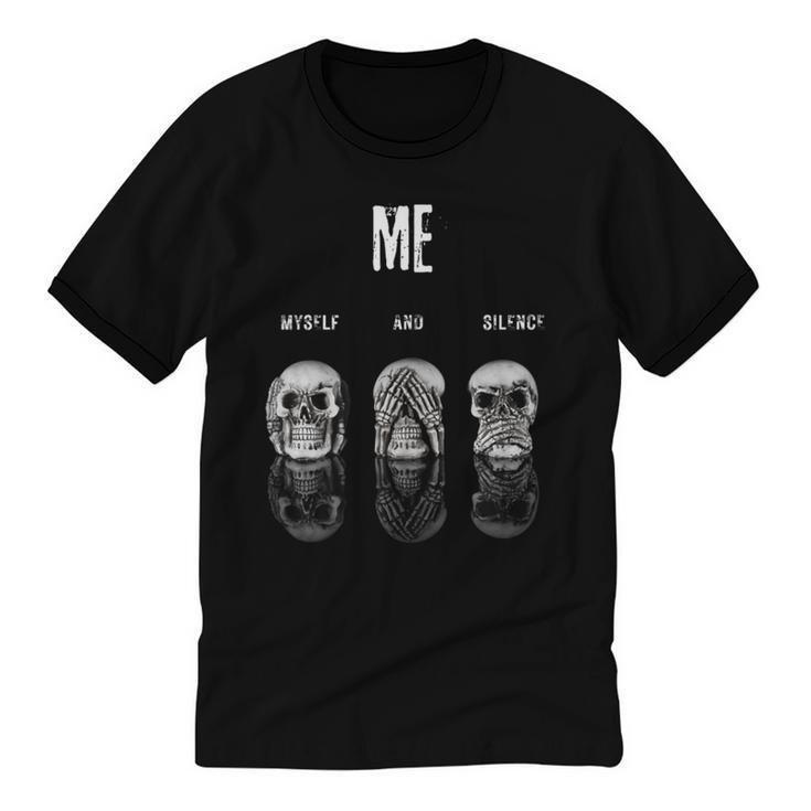 Introvert Relaxation Me Myself And Silence Skulls Unisex Cotton Ringer T-Shirt