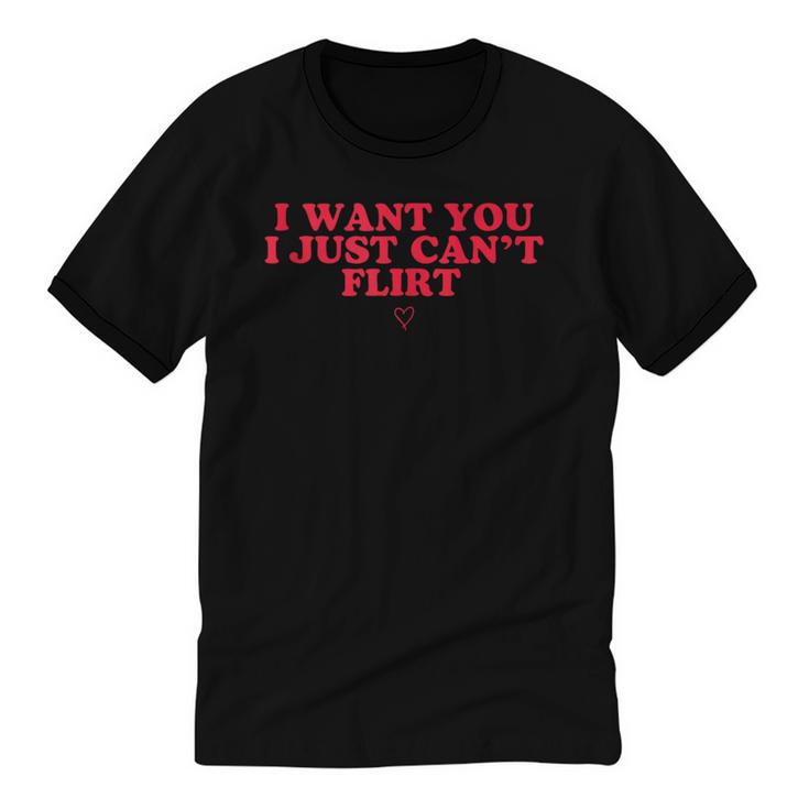 Introvert Valentines Day I Want You I Just Can't Flirt Unisex Cotton Ringer T-Shirt