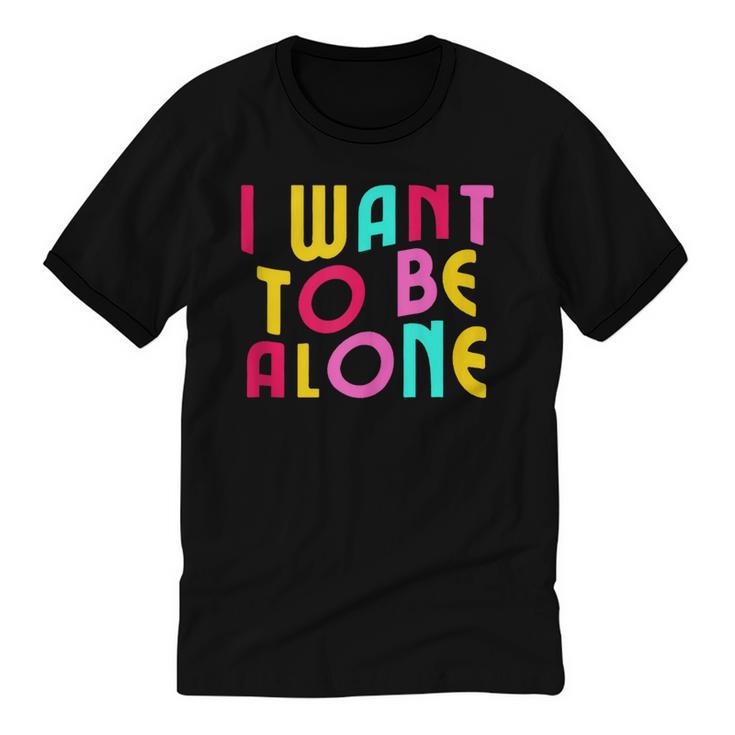 Introvert I Want To Be Alone Retro Wavy Unisex Cotton Ringer T-Shirt