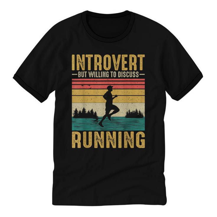 Introvert But Willing To Discuss Running Unisex Cotton Ringer T-Shirt