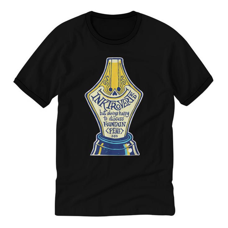 Introverted Fountain Pen Enthusiast Smiling Face Unisex Cotton Ringer T-Shirt