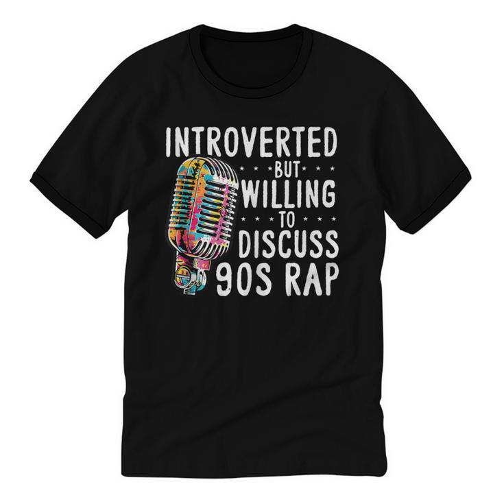 Introverted But Willing To Discuss 90s Rap Socially Awkward Unisex Cotton Ringer T-Shirt