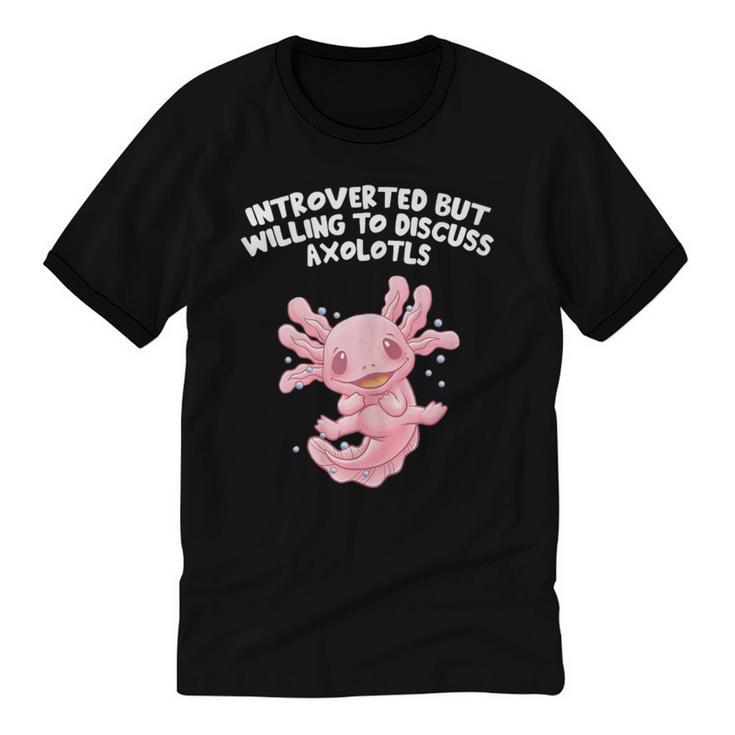 Introverted But Willing To Discuss Axolotl Salamander Unisex Cotton Ringer T-Shirt