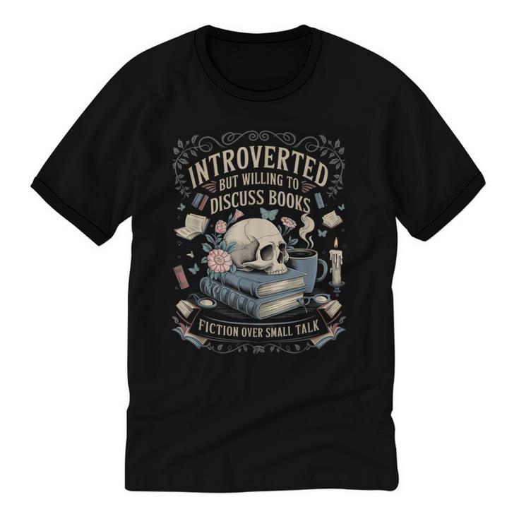 Introverted But Willing To Discuss Books Club Cozy Aesthetic Unisex Cotton Ringer T-Shirt