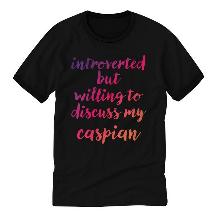 Introverted Willing To Discuss Caspian Introvert Unisex Cotton Ringer T-Shirt