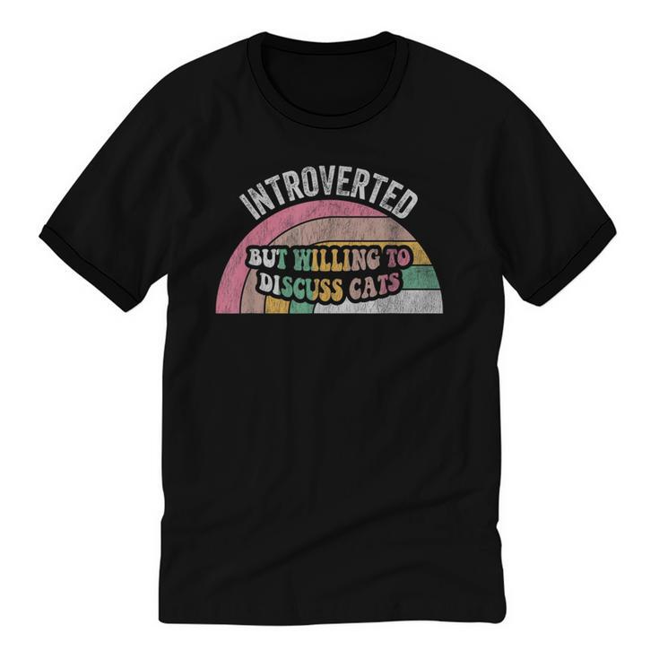 Introverted But Willing To Discuss Cats Rainbow Unisex Cotton Ringer T-Shirt