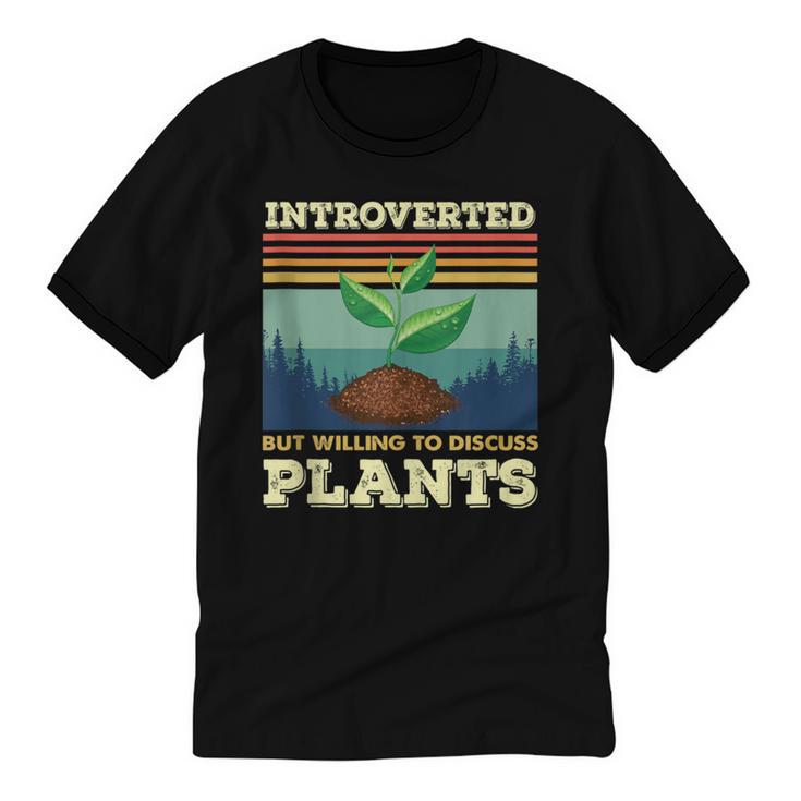 Introverted But Willing To Discuss Plants Unisex Cotton Ringer T-Shirt