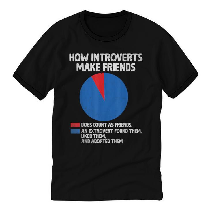 How Introverts Make Friends Sayings For Introverts Unisex Cotton Ringer T-Shirt
