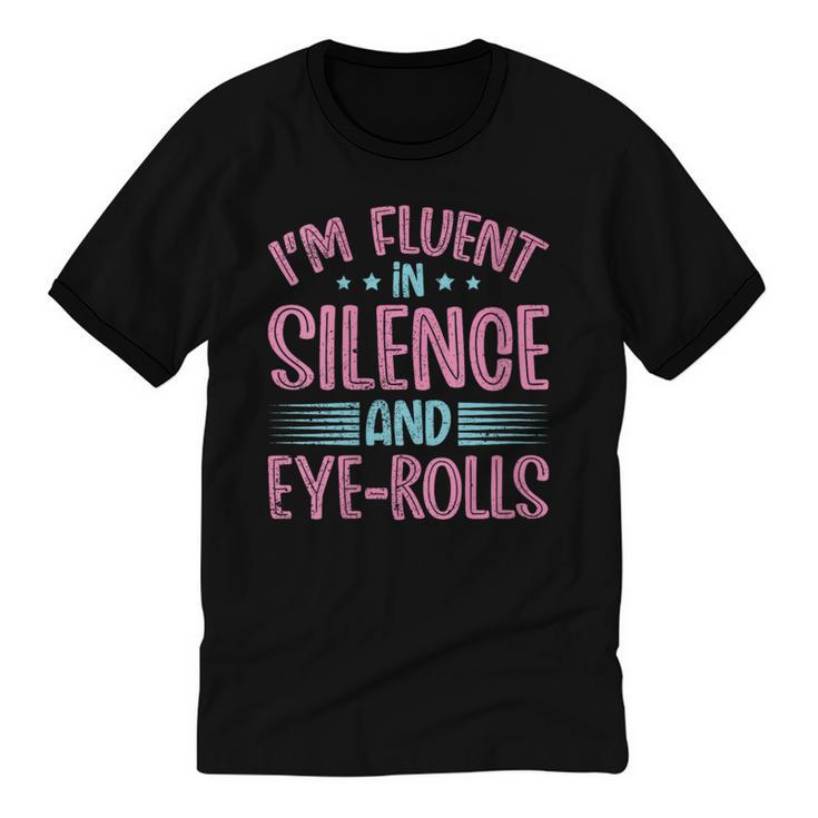 Introverts I'm Fluent In Silence And Eye-Rolls Unisex Cotton Ringer T-Shirt