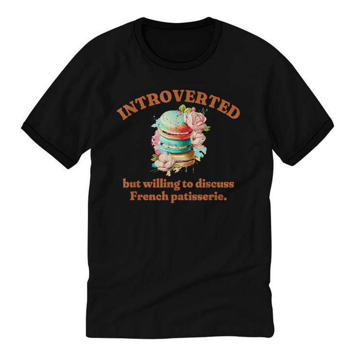 Introvert's Passion For French Patisserie Macarons Unisex Cotton Ringer T-Shirt