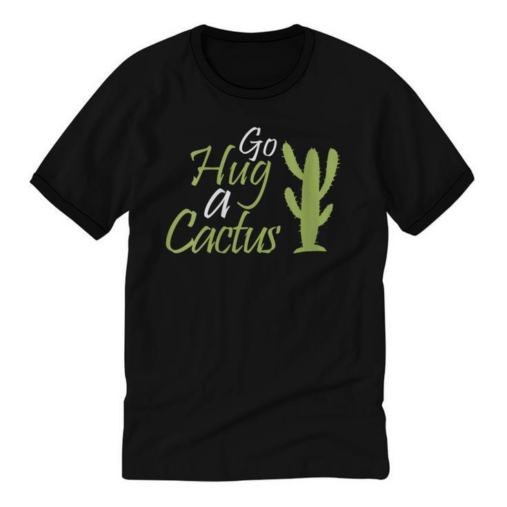 Introverts Sassy Saying Sassy Quote No Hugs Go Hug Cactus Unisex Cotton Ringer T-Shirt