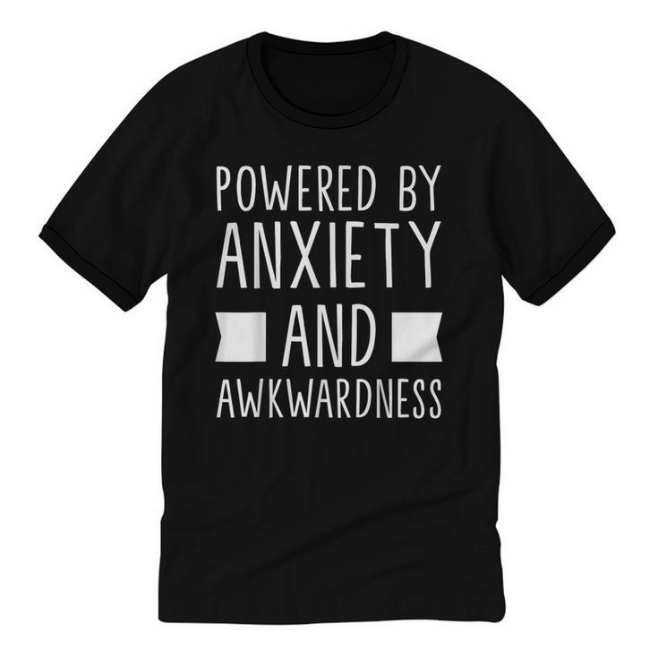 Introverts Social Anxiety Powered By Anxiety And Awkwardness Unisex Cotton Ringer T-Shirt