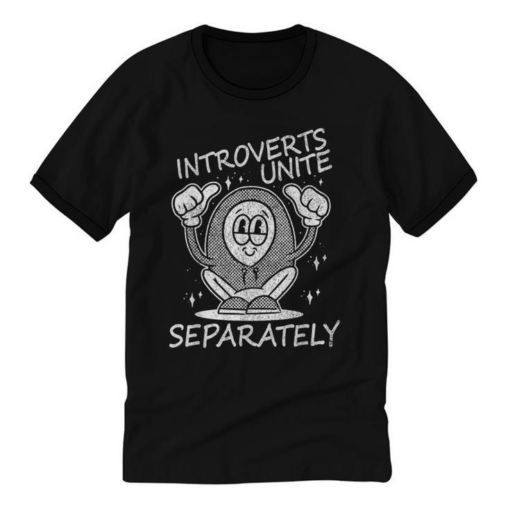 Introverts Unite Anti-Social Shy Person Joke Unisex Cotton Ringer T-Shirt