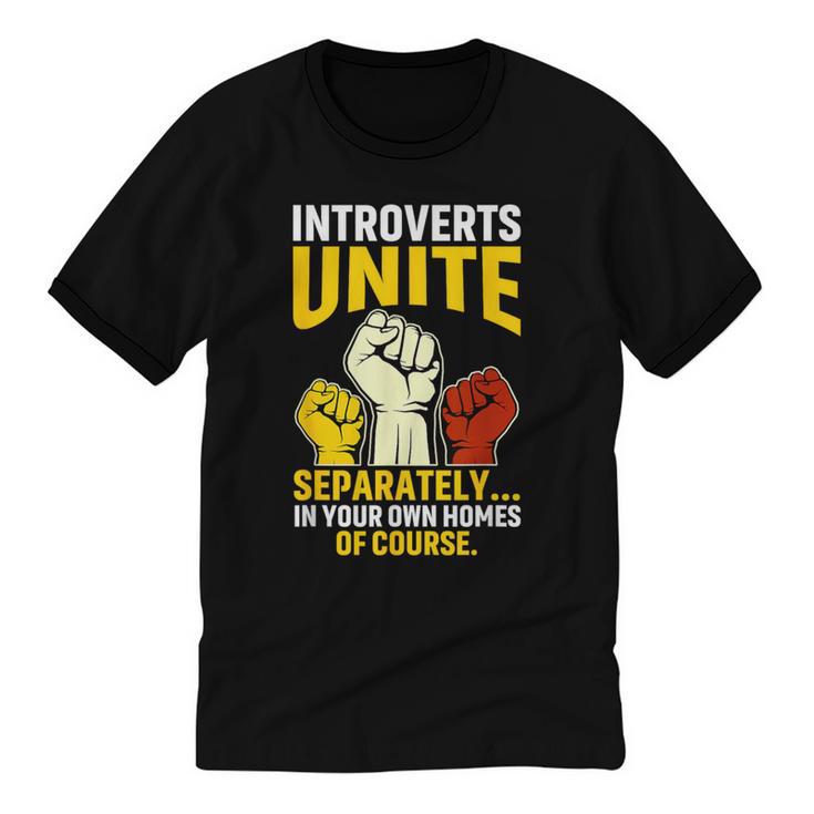 Introverts Unite Introvert Antisocial Anti Social Unisex Cotton Ringer T-Shirt