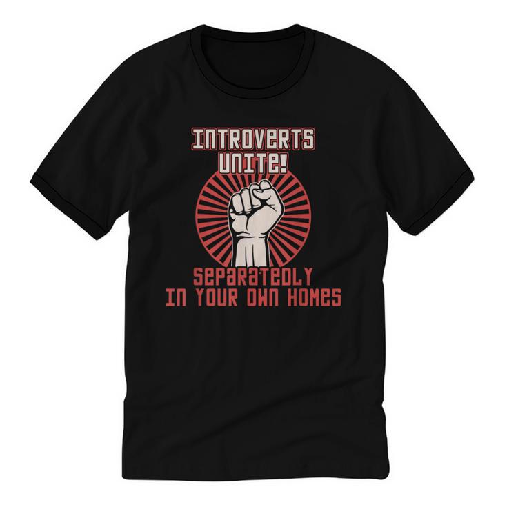 Introverts Unite Introverting Introverts At Home Unisex Cotton Ringer T-Shirt