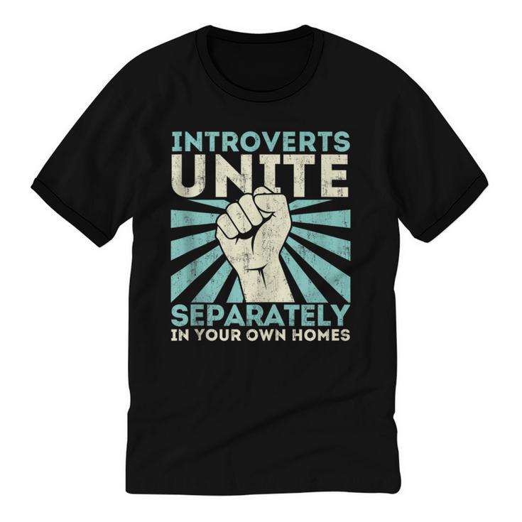 Introverts Unite Separately Introverted Antisocial Unisex Cotton Ringer T-Shirt