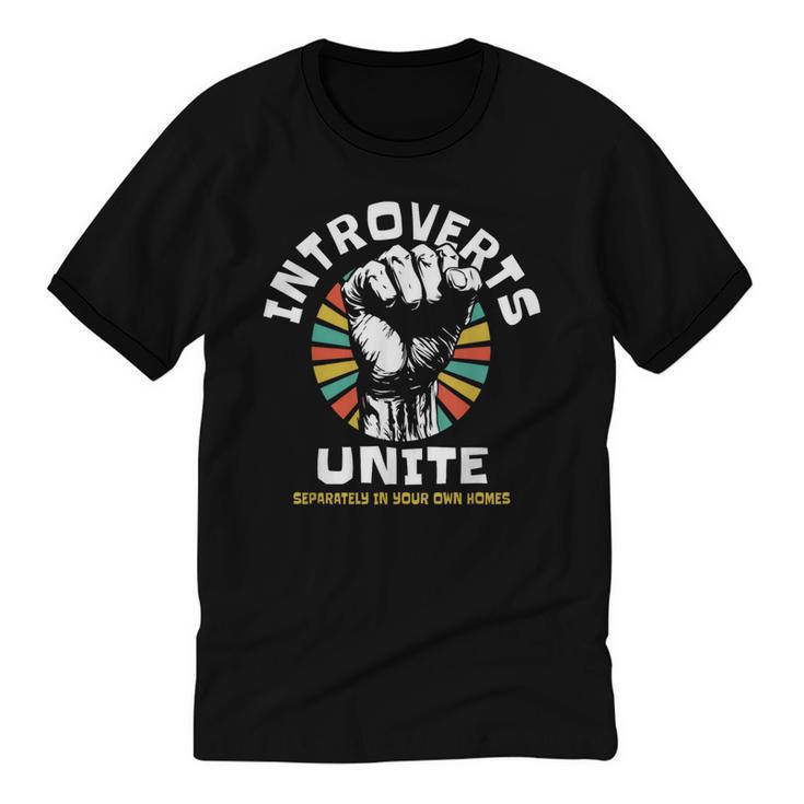Introverts Unite Separately Own Homes Emblem Unisex Cotton Ringer T-Shirt