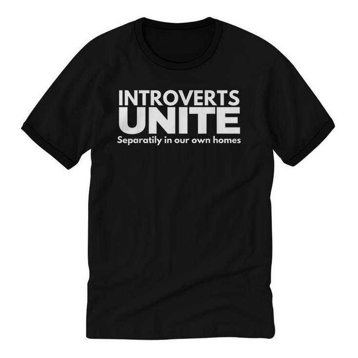 Introverts Unite Unisex Cotton Ringer T-Shirt