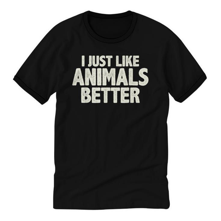 I Just Like Animals Better I Introvert Unisex Cotton Ringer T-Shirt