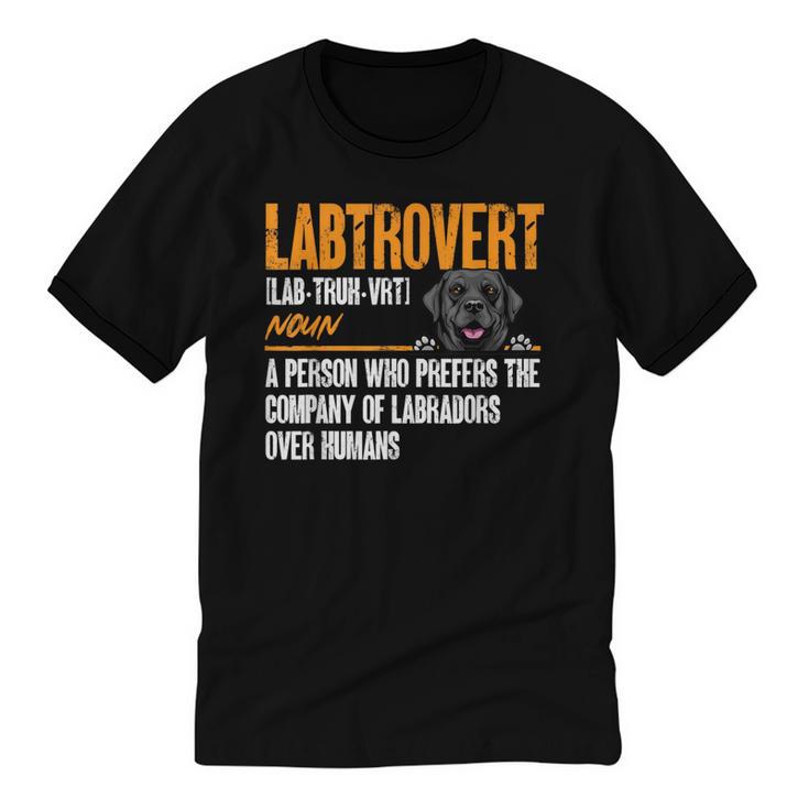 Labrador Retriever Labtrovert Definition Introvert Labrador Unisex Cotton Ringer T-Shirt