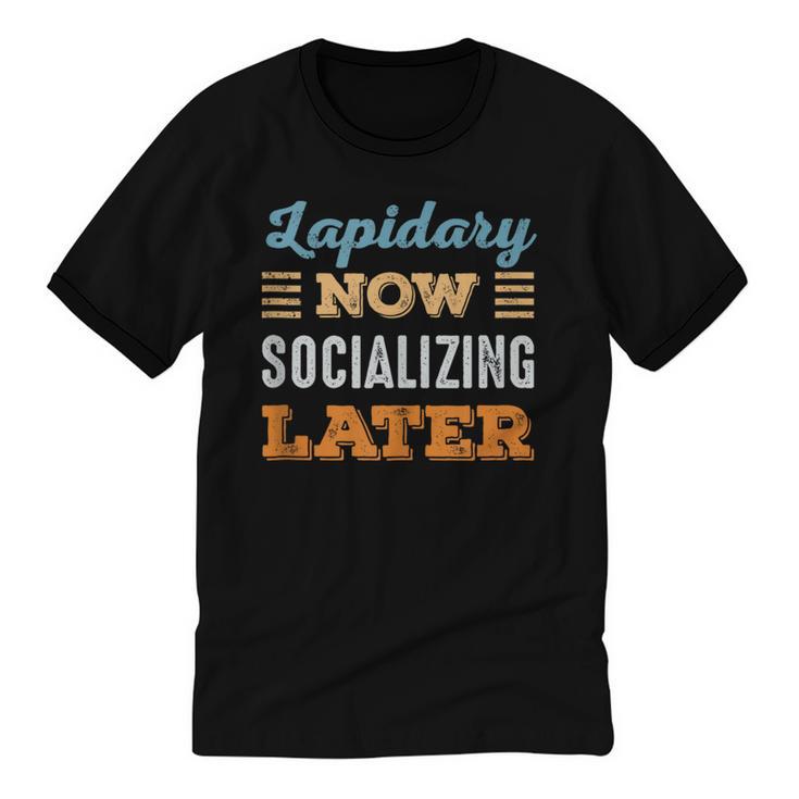 Lapidary Now Minimal Socializing Introvert Vintage Unisex Cotton Ringer T-Shirt