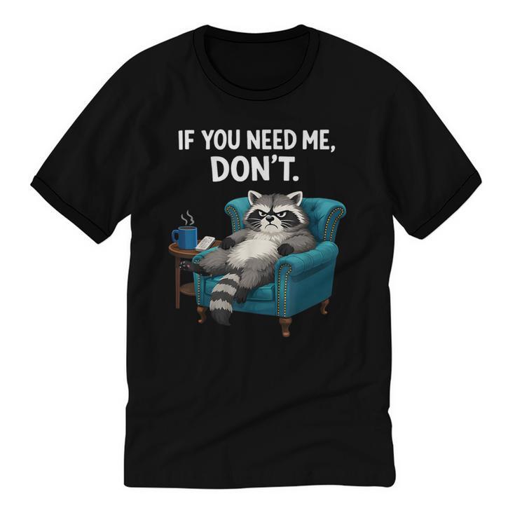 Lazy Raccoon Sarcastic Introvert Humor Japanese Animal Unisex Cotton Ringer T-Shirt