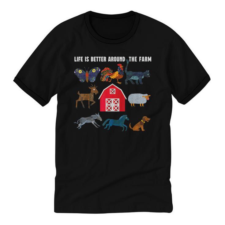 Life Is Better Around The Farm Nostalgia Trendy Unisex Cotton Ringer T-Shirt