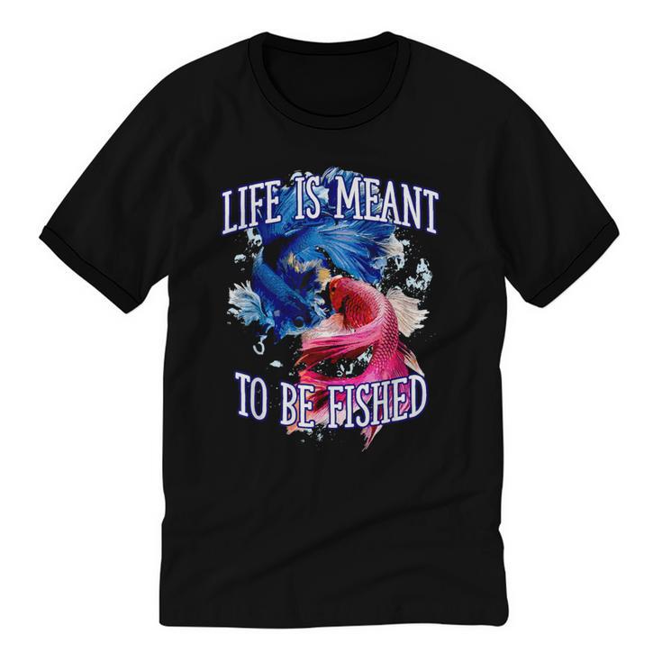 Life Meant To Fished Introvert Sayings Antisocial Quotes Unisex Cotton Ringer T-Shirt