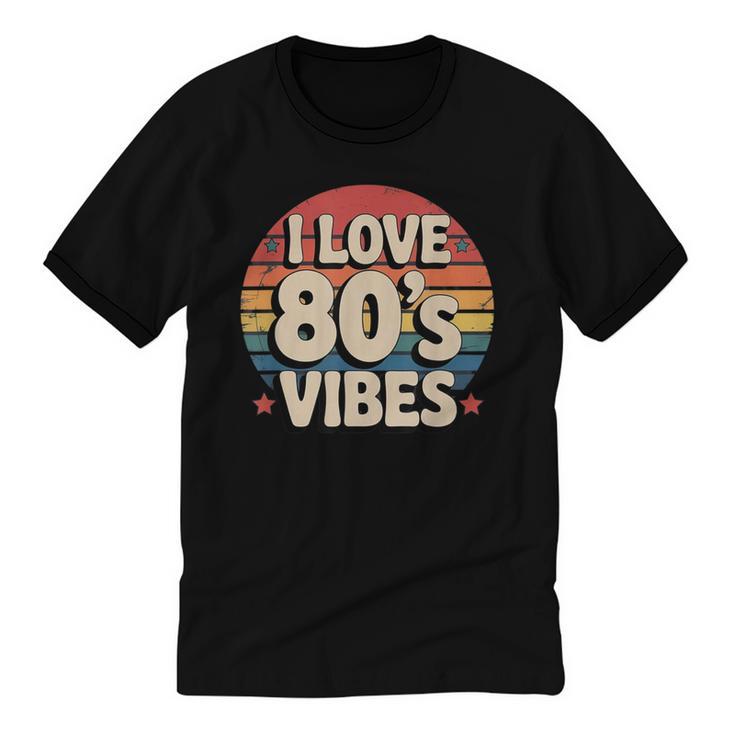 I Love 80’s Vibes Retro 80s Style Vintage Sunset Nostalgia Unisex Cotton Ringer T-Shirt