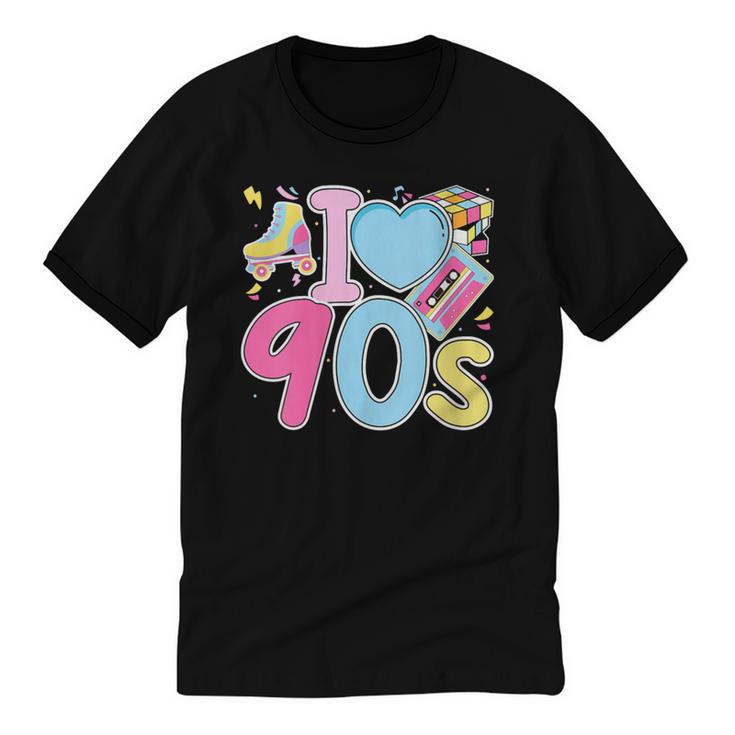 I Love 90's Retro Style Nostalgia Vibe 1990's Party Unisex Cotton Ringer T-Shirt