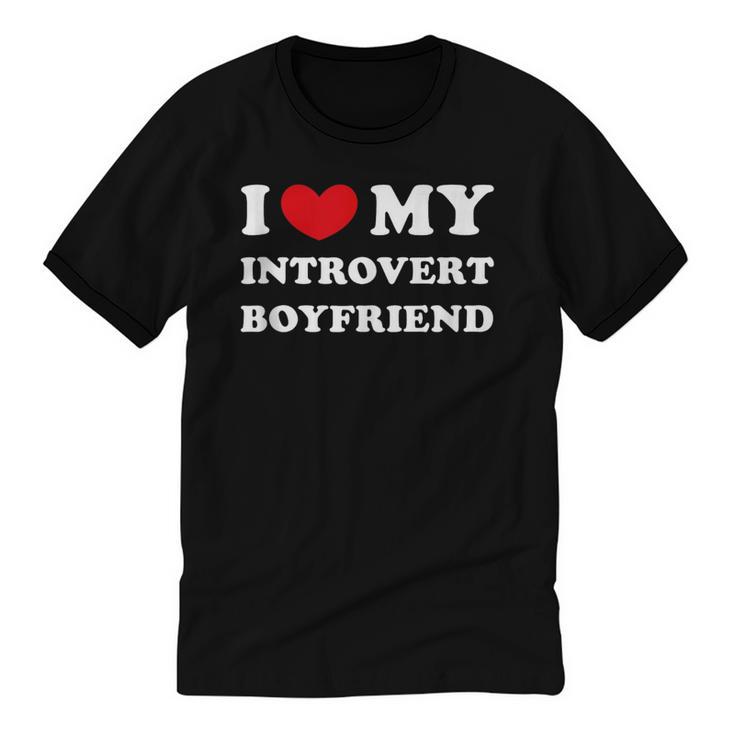 I Love My Introvert Boyfriend I Heart My Introvert BF Unisex Cotton Ringer T-Shirt