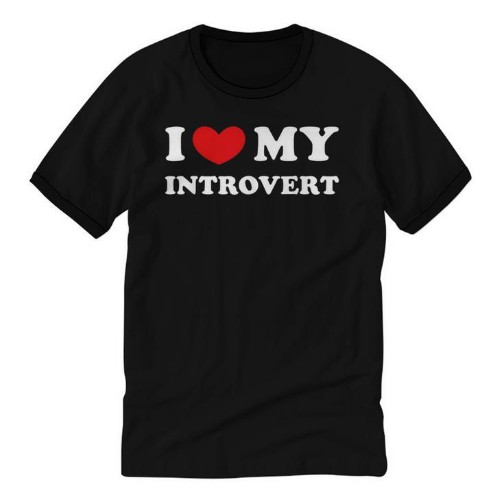 I Love My Introvert I Heart My Introvert Unisex Cotton Ringer T-Shirt