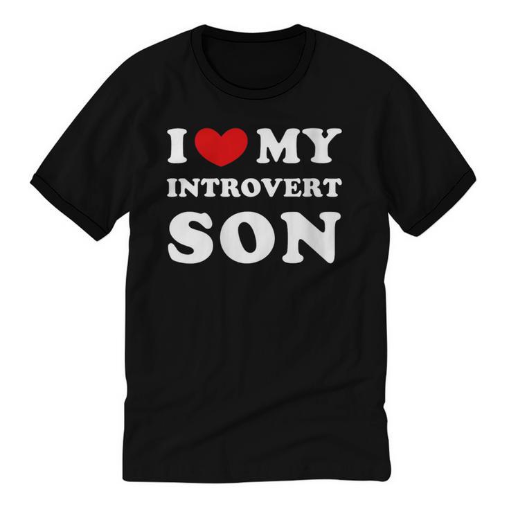 I Love My Introvert Son I Heart My Introvert Son Unisex Cotton Ringer T-Shirt