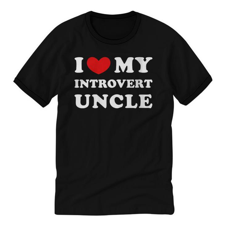 I Love My Introvert Uncle I Heart My Introvert Uncle Unisex Cotton Ringer T-Shirt