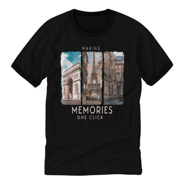 Making Memories In Paris Photo Nostalgia Travel Humor Unisex Cotton Ringer T-Shirt