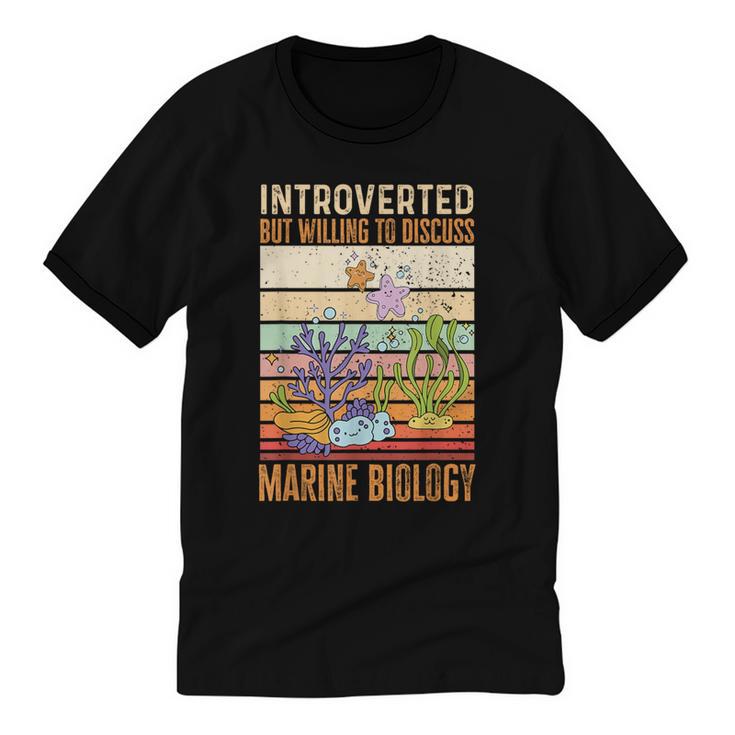 Marine Biology Ocean Introvert Marine Biologist Unisex Cotton Ringer T-Shirt